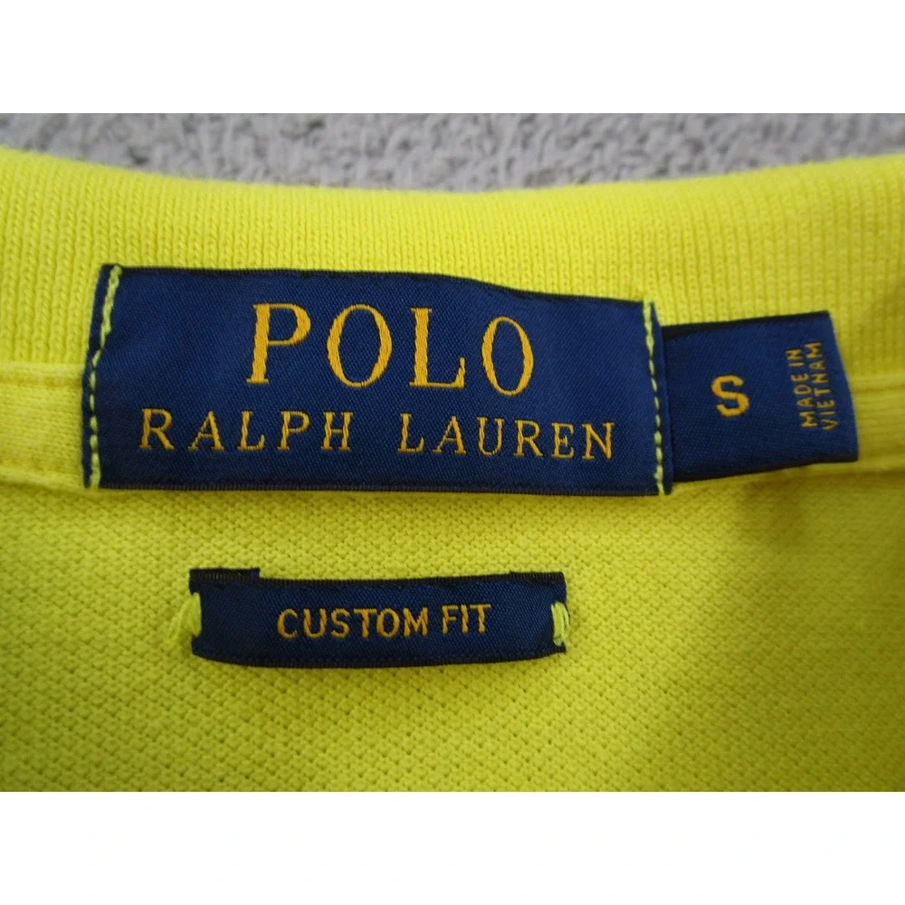 Polo Ralph Lauren Mens Small Yellow Beach Chair Custom Fit Pique Polo Shirt